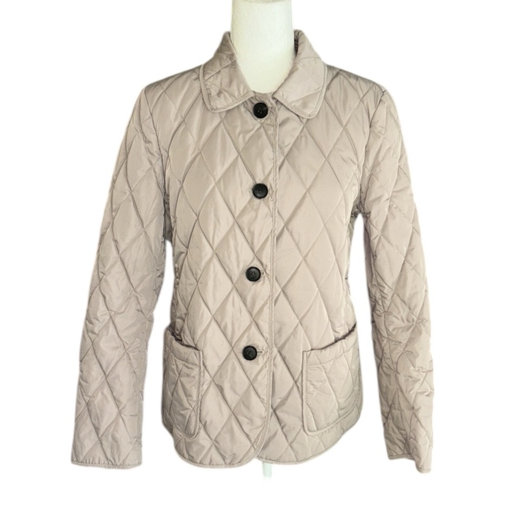 Lafayette 148 New York Beige Khaki Quilted Jacket Coat - M